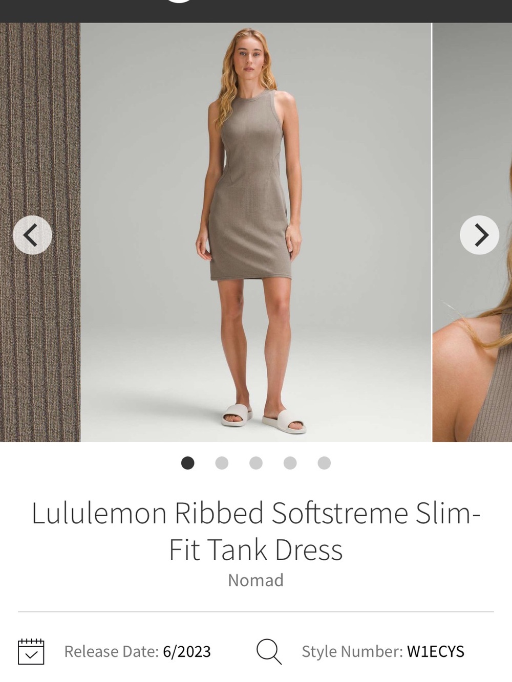 lululemon All Aligned Ribbed Midi Dress Brown Size 10